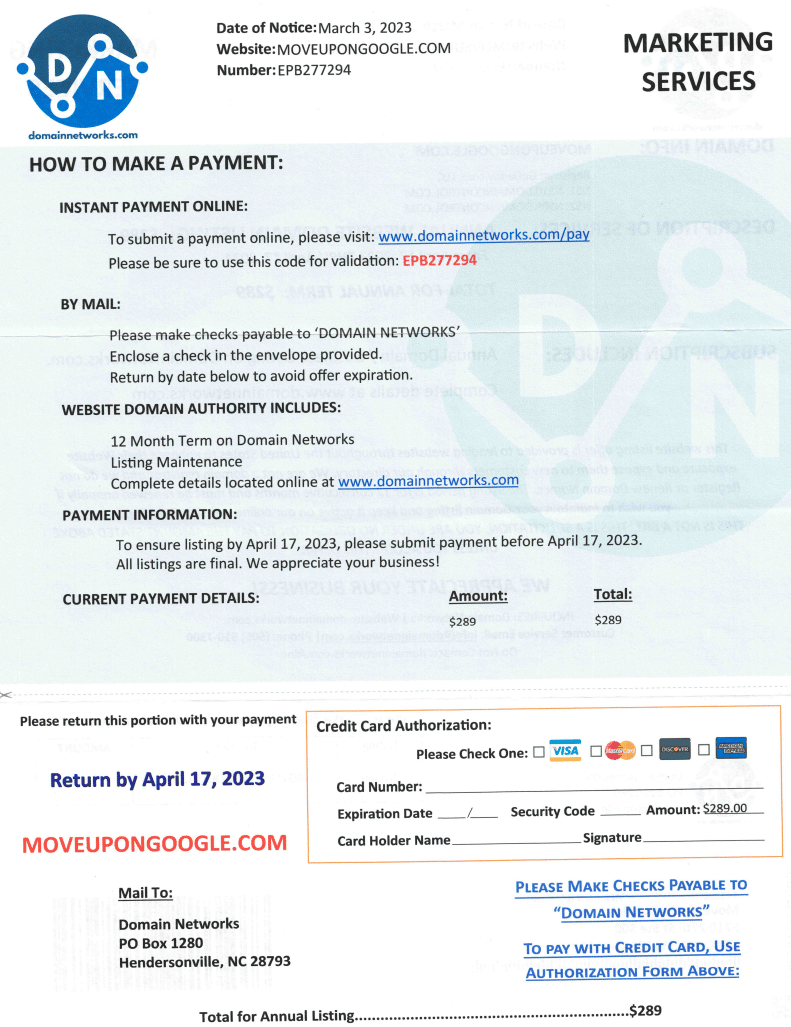 domain renewal, domain renewal solicitation, renewal scams